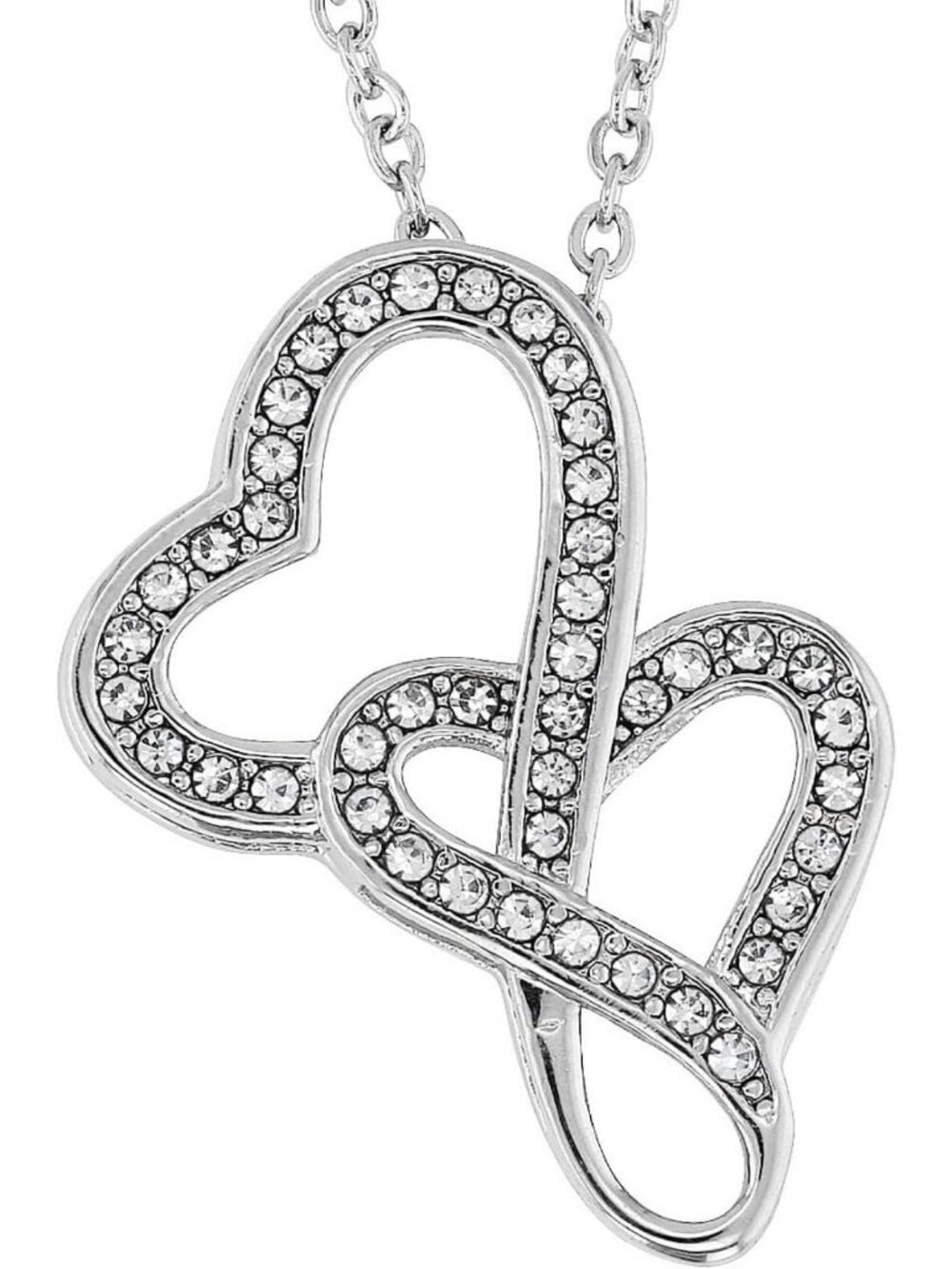 Elegant Double Heart Pendant Necklace for Women - Adjustable Chain, White
